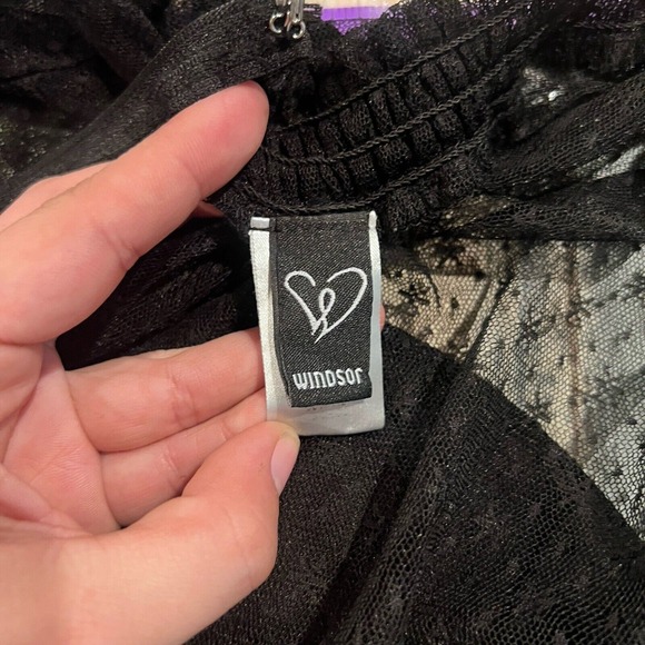 Windsor Womens Black Sheer High Neck Corset Bodycon Dress Sz XS Witchy Victorian - Picture 3 of 11